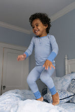 Load image into Gallery viewer, Lil Legs Striped Lounge Set - Fresh Blue Stripe