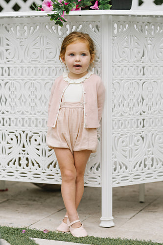 Lil Legs Scallop Rib Cardigan - Bud Pink