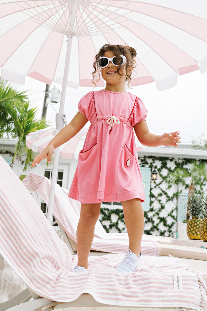 Lil Legs Boating Crew Dress - Fresh Pink (Short Sleeve)