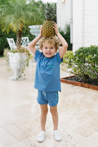 Lil Legs Boating Crew Pocket Tee - Fresh Blue