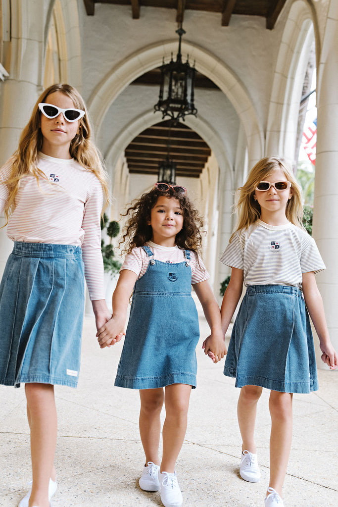 Lil Legs Denim City Girls Tee - Red Stripe (Long Sleeve)