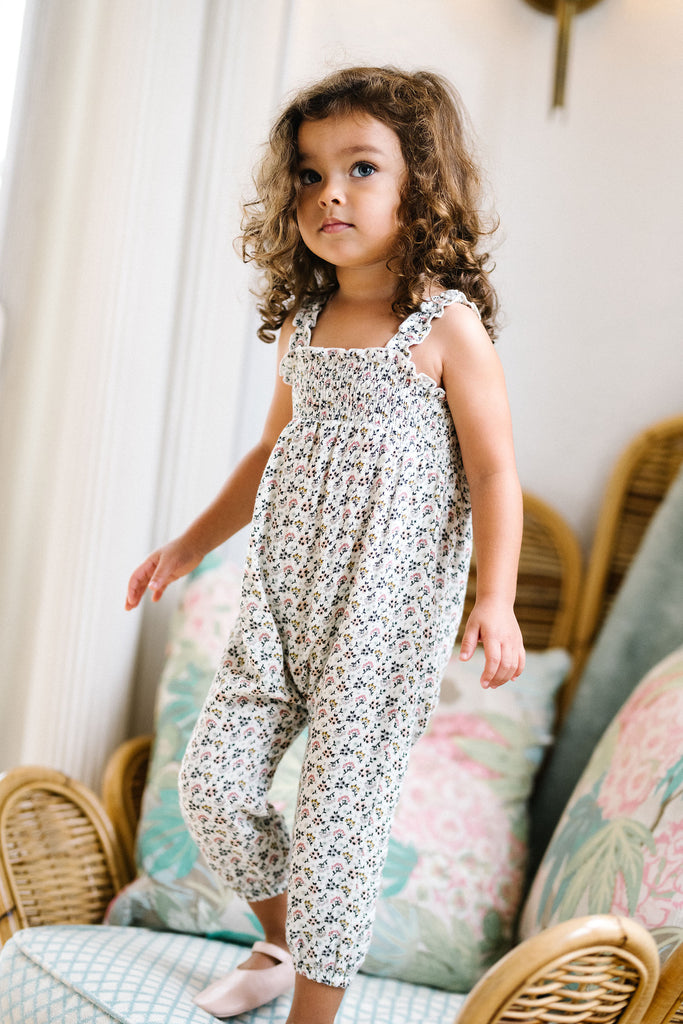Lil Legs Smocked Bubble Romper - Multi Botanical