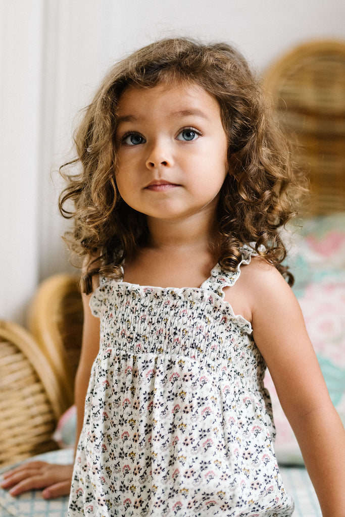 Lil Legs Smocked Bubble Romper - Multi Botanical