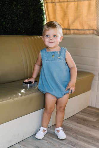 Lil Legs Denim Capsule Boys Romper - Blue Tencel