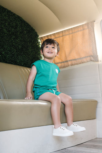 Lil Legs Boating Crew Patch Tee - Electric Green