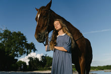 Load image into Gallery viewer, Lil Legs Embroidered Collar Maxi - Off Blue (3/4 Sleeve)