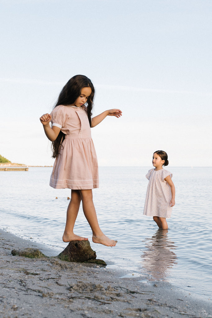 Lil Legs Embroidered Linen Jumper - Bud Pink