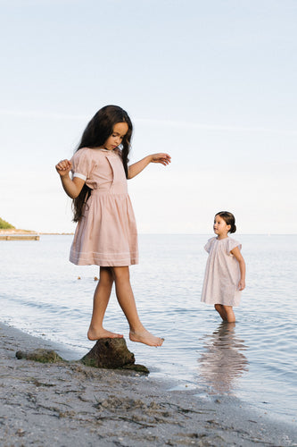 Lil Legs Embroidered Linen Jumper - Bud Pink