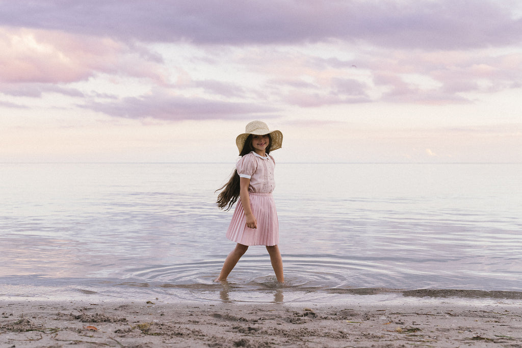 Lil Legs Pintuck Collar Blouse - Bud Pink (Short Sleeve)