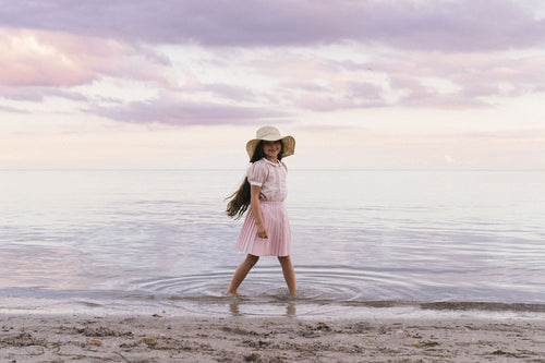 Lil Legs Pintuck Collar Blouse - Bud Pink (Short Sleeve)