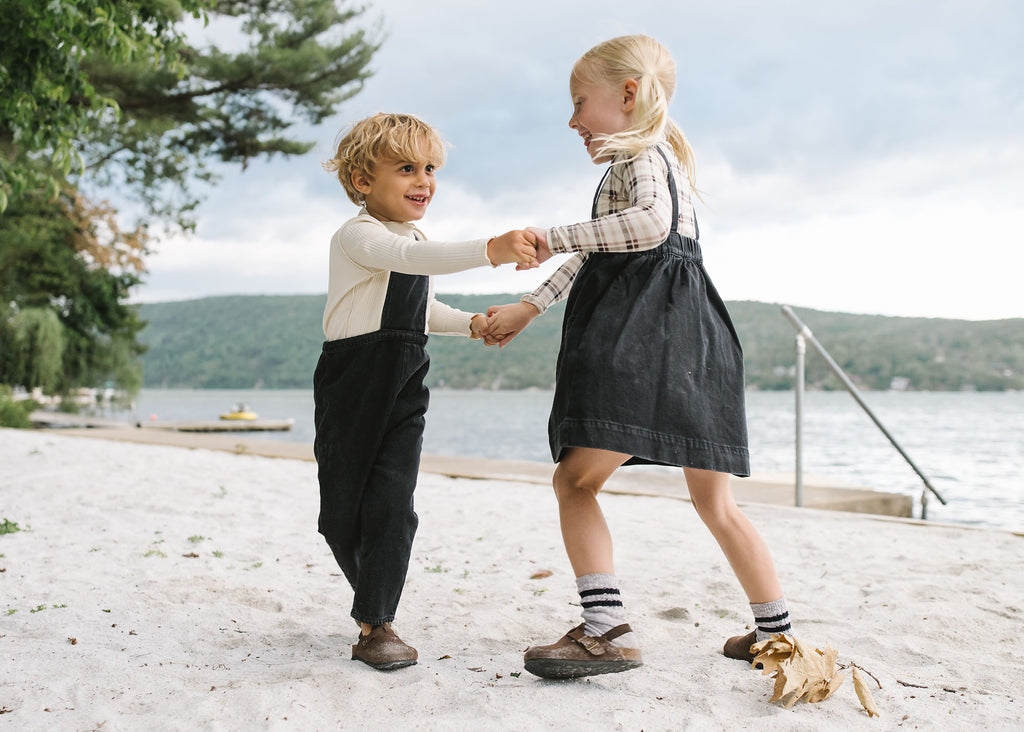 Lil Legs Denim Bib Overalls - Black Denim