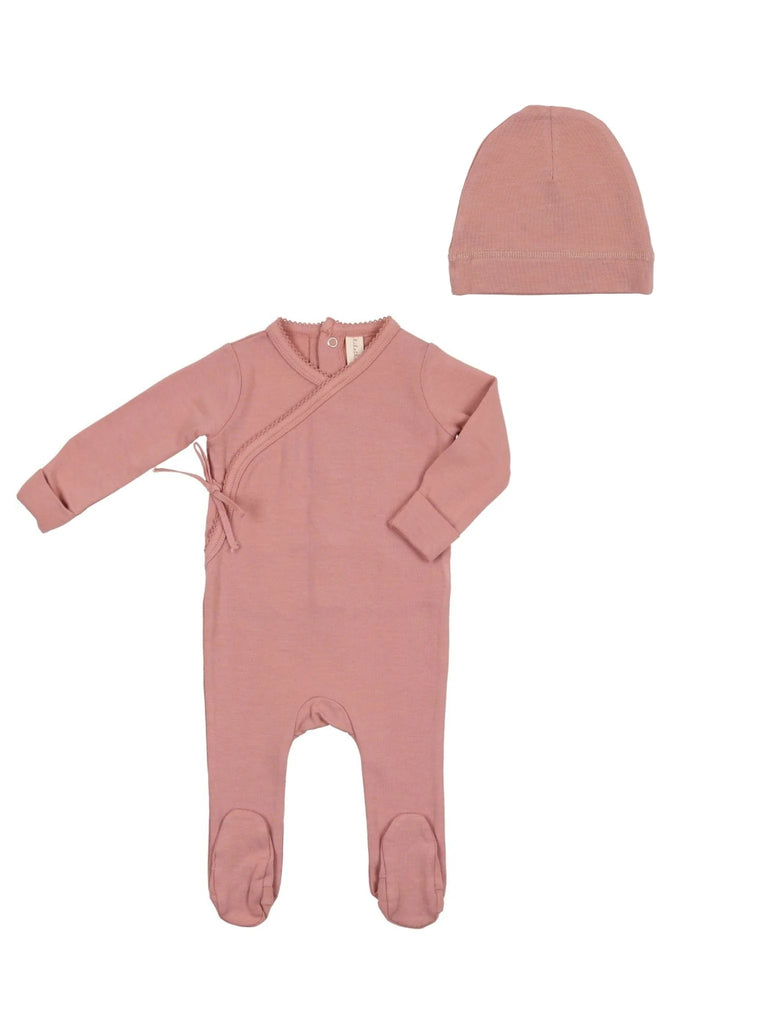 Lil Legs Berry Pink Brushed Cotton Wrapover Footie & Hat
