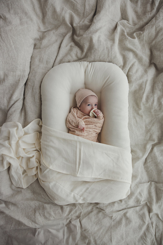 Lilette Gem Stripe Footie And Hat Set - Dusty Pink