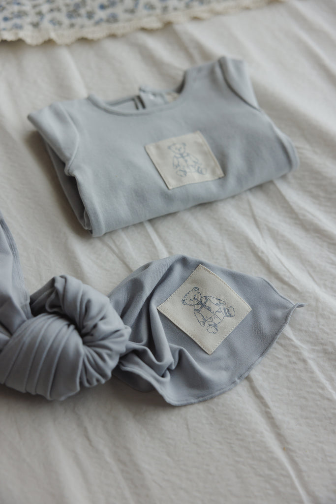 Lilette Graphic Tag Layette Set - Pale Blue