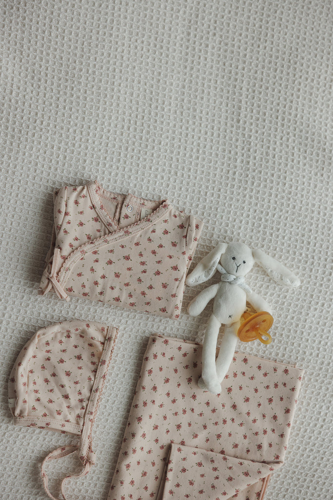 Lilette Printed Wrapover Layette Set - Petal