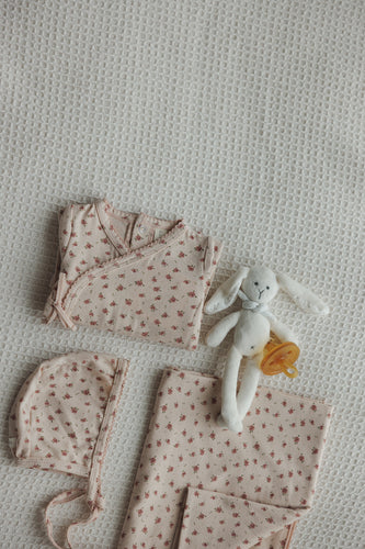 Lilette Printed Wrapover Layette Set - Petal