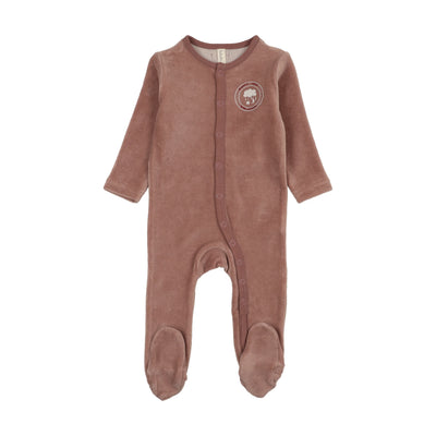 Lilette Velour Snap Down Footie - Mauve