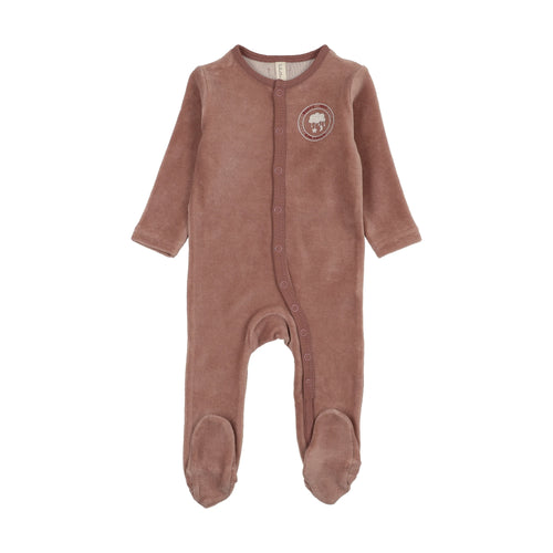 Lilette Velour Snap Down Footie - Mauve