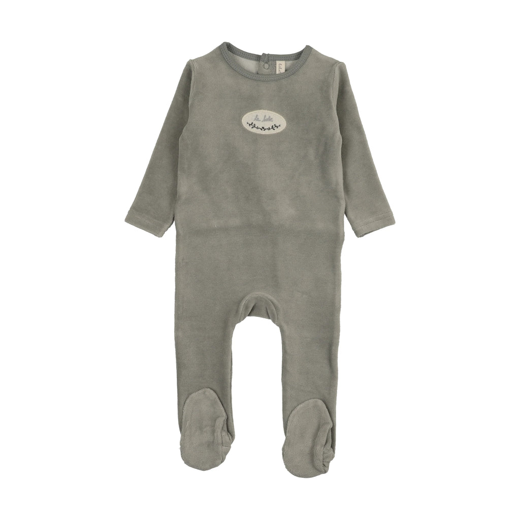 Lilette Velour Patch Footie - Light Blue