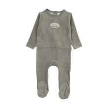 Load image into Gallery viewer, Lilette Velour Patch Footie - Light Blue