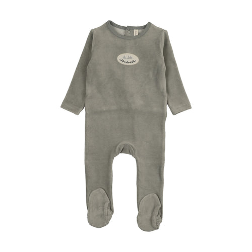 Lilette Velour Patch Footie - Light Blue