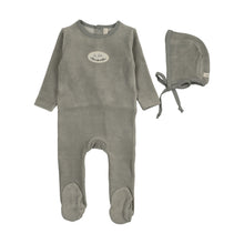 Load image into Gallery viewer, Lilette Velour Patch Footie And Hat - Light Blue