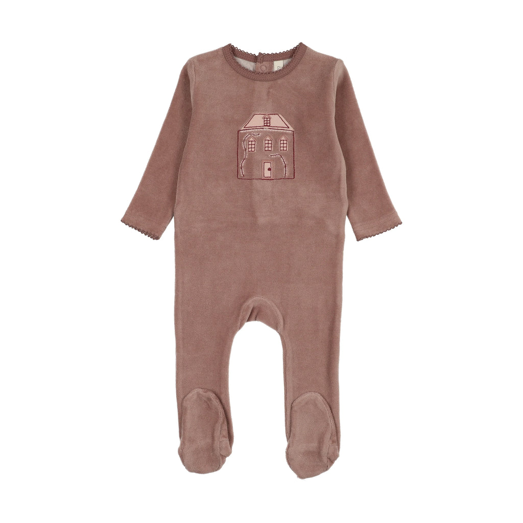 Lilette Stitched Graphic Velour Footie - Mauve