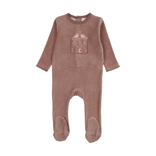 Lilette Stitched Graphic Velour Footie - Mauve