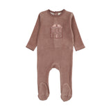 Lilette Stitched Graphic Velour Footie - Mauve