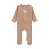 Lilette Velour Patch Footie - Dusty Pink