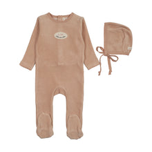 Load image into Gallery viewer, Lilette Velour Patch Footie And Hat - Dusty Pink
