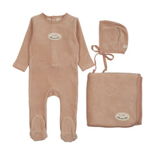 Load image into Gallery viewer, Lilette Velour Patch Layette Set - Dusty Pink