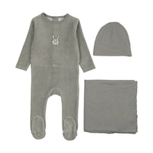 Load image into Gallery viewer, Lilette Velour Gingham Bunny Layette Set - Pale Blue