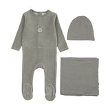 Lilette Velour Gingham Bunny Layette Set - Pale Blue