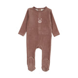 Lilette Velour Gingham Bunny Footie - Mauve