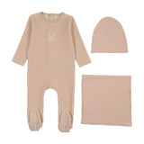 Lilette Velour Gingham Bunny Layette Set - Pale Pink