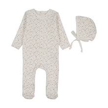 Load image into Gallery viewer, Lilette Branch Velour Footie And Hat - Cream/Pink