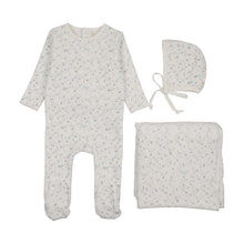 Load image into Gallery viewer, Lilette Branch Velour Layette Set - Cream/Blue