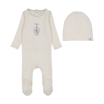 Lilette Bicycle Footie And Hat - Cream
