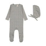 Lilette Cherry Blossom Footie And Hat - Pale Blue