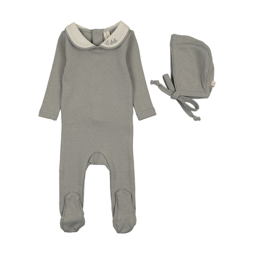 Lilette Le Bebe Pointelle Footie And Hat - Light Blue