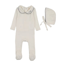 Load image into Gallery viewer, Lilette Le Bebe Pointelle Footie And Hat - Cream/Blue