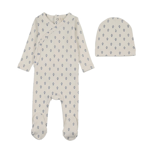 Lilette Marigold Footie And Hat - Cream/Blue