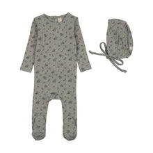 Load image into Gallery viewer, Lilette Garden Cluster Print Footie And Hat - Light Blue