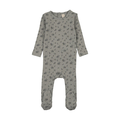 Lilette Garden Cluster Print Footie - Light Blue