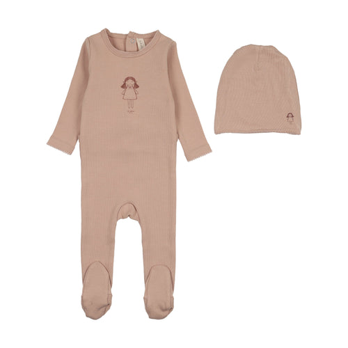 Lilette Molly Dolly Footie And Hat - Dusty Pink