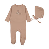 Lilette Sweet Bear Footie And Hat - Dusty Pink