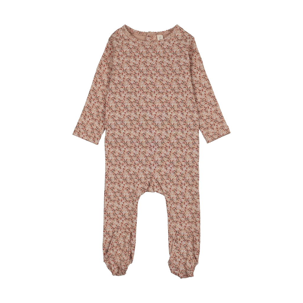 Lilette Dahlia Vines Print Footie - Dusty Pink