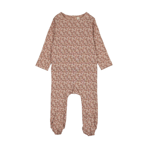 Lilette Dahlia Vines Print Footie - Dusty Pink