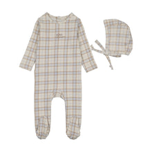 Load image into Gallery viewer, Lilette Tartan Print Footie And Hat - Oat
